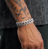 20mm Cuban Baguette Bracelet - White Gold