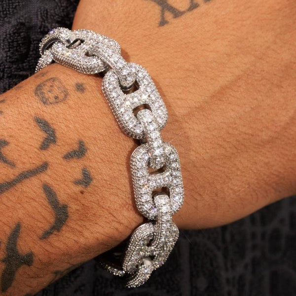 17mm G-Link Diamond Bracelet - White Gold