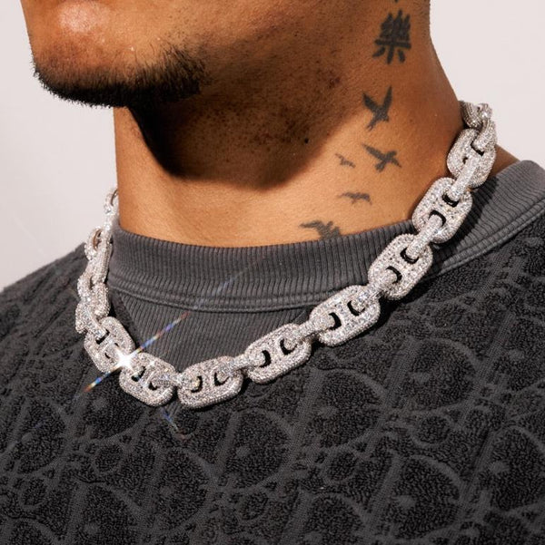 17mm G-Link Diamond Chain - White Gold