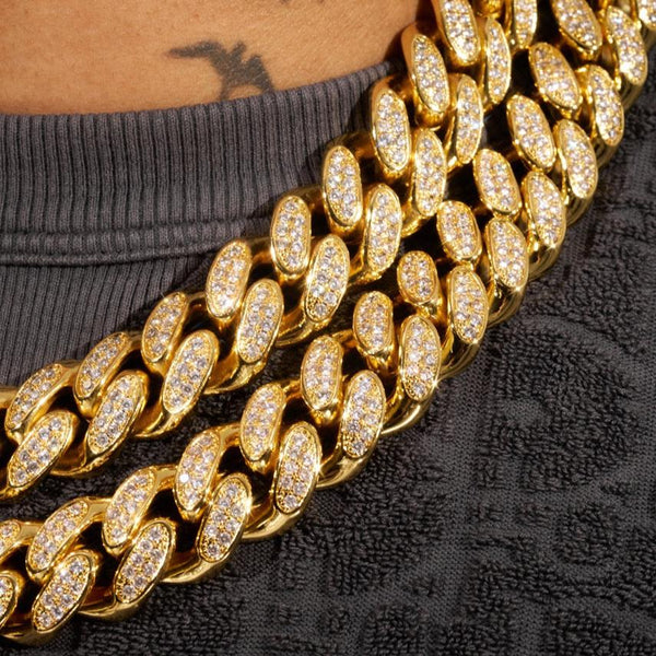 19mm Iced Cuban Chain - Gold