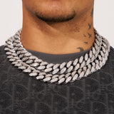 19mm Iced Cuban Chain - White Gold