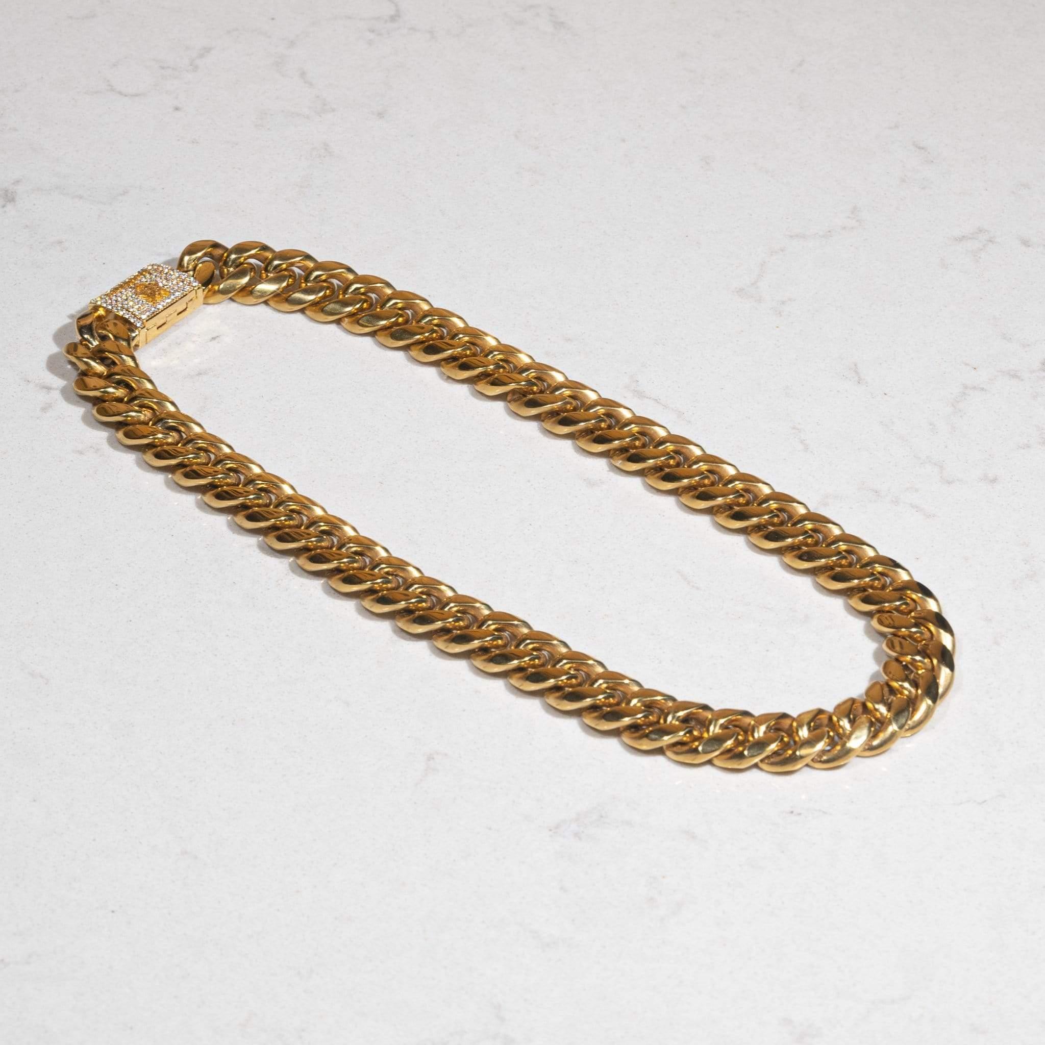 20mm Cuban Iced Clasp Chain - Gold 