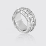 3 Row Baguette Ring - White Gold