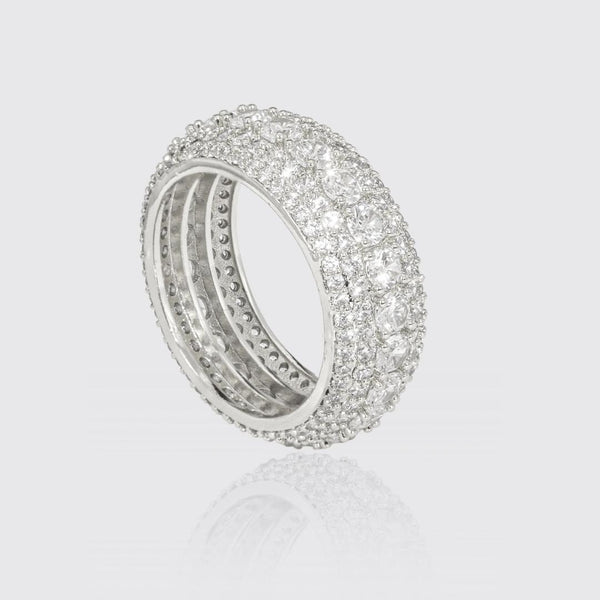 5 Row Iced Ring - White Gold - Adamans