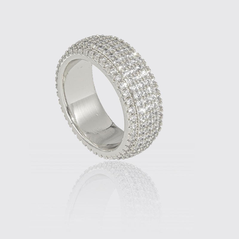 5 Row Paved Ring - White Gold