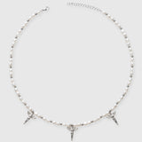 5mm Angels Motif Beaded Pearl Necklace - White Gold - Adamans - 