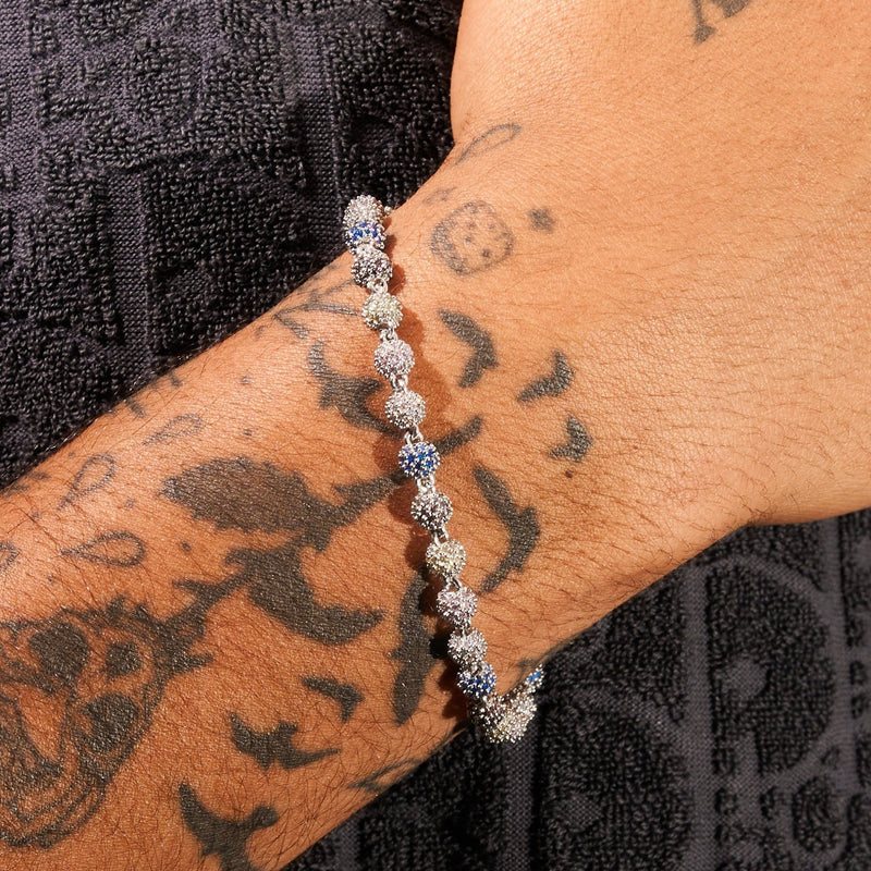 5mm ICED Coloful BALL BRACELET - WHITE GOLD - Adamans - 