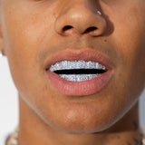 8 Tooth Standard Iced Grillz - White Gold - Adamans