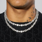 9mm Clustered Tennis Chain - White Gold