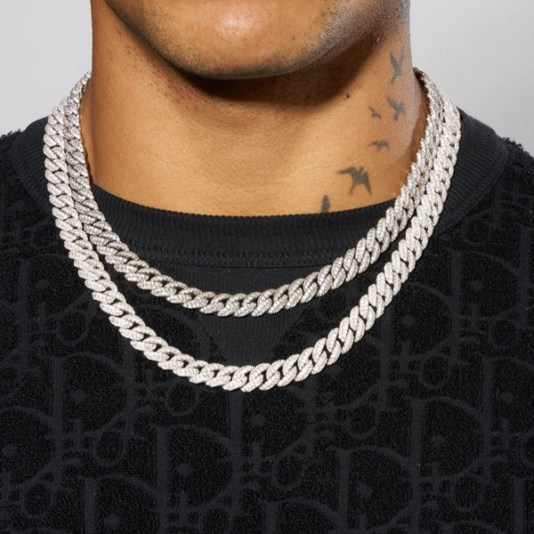 8mm Iced Cuban Link Chain - White Gold