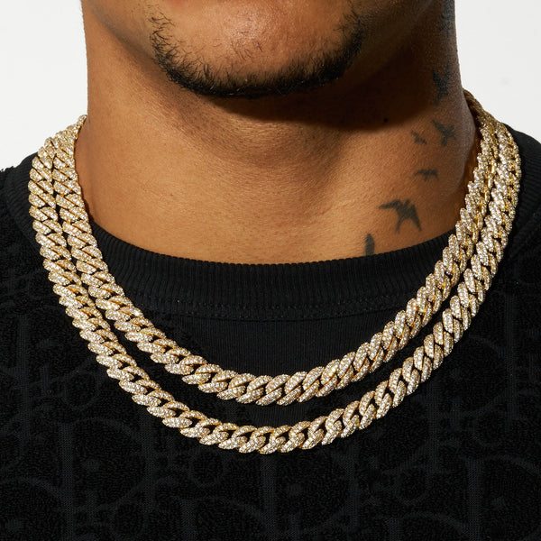 8mm Iced Cuban Link Chain - Gold