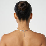 5mm Iced Paper Clip Pearl Necklace - White Gold