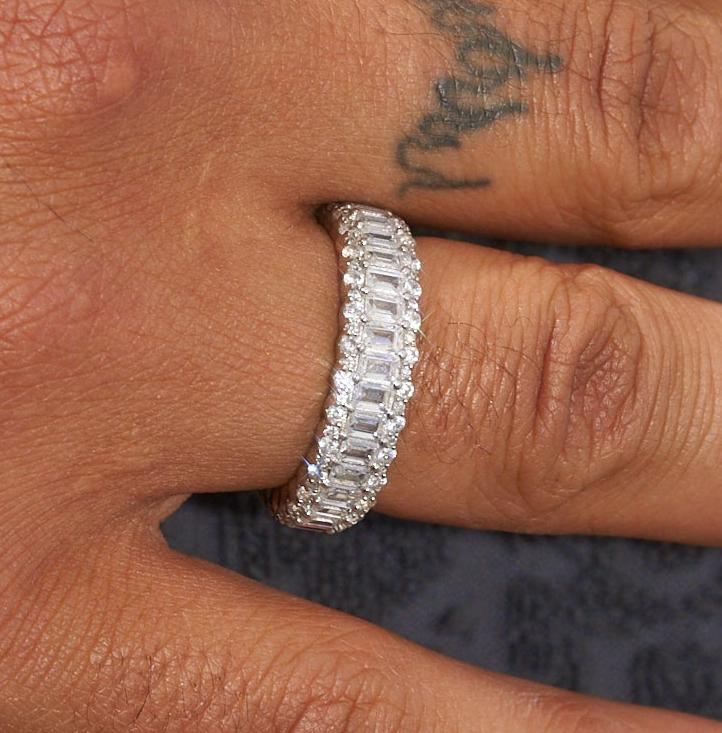 Baguette Prong Band Ring - White Gold