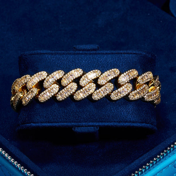 20mm Cuban Baguette Bracelet - Gold