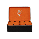 Leather Travel Jewellery Case - Jet Black & Orange - Adamans