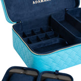 Leather Travel Jewellery Case - Light Blue & Midnight Blue - Adamans
