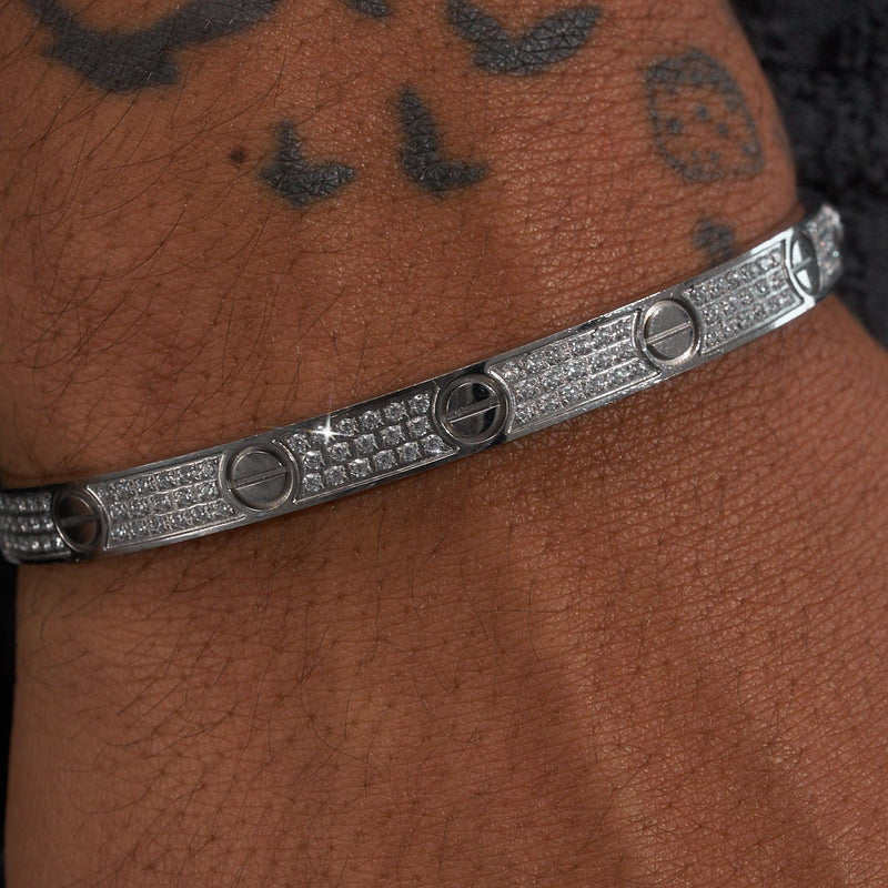 Iced Band Bracelet - White Gold