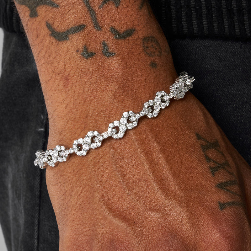 8mm ICED INFINITY BRACELET - WHITE GOLD