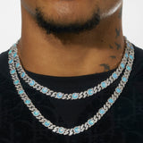 8MM Blue Opal Classic Cuban Chain - White Gold