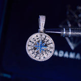 Iced Compass Pendant - White Gold