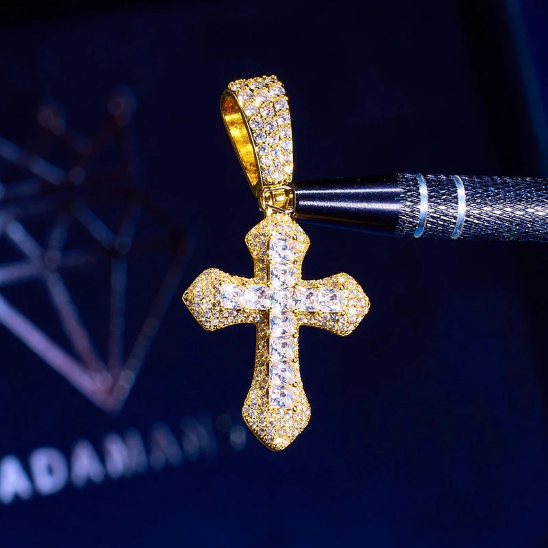 Iced Diamond Celtic Cross Pendant - Gold