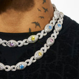 14MM Multi Gemstone Evil Eye Eternity Chain - White Gold