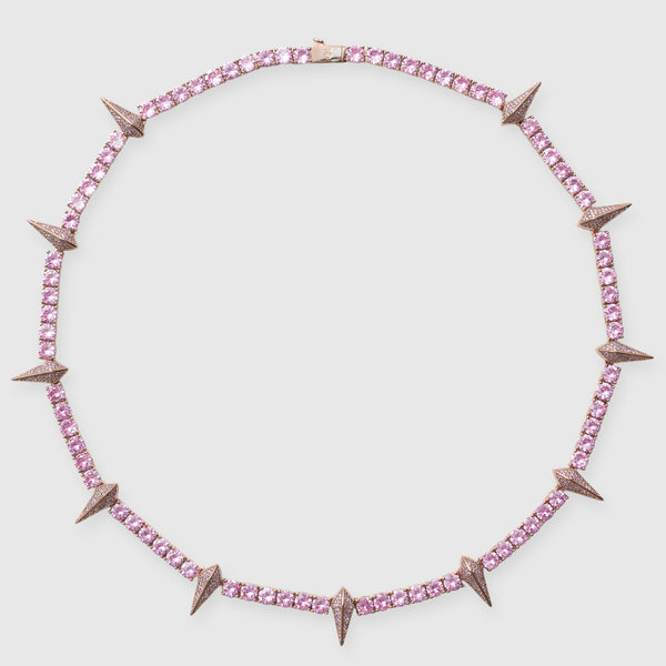 5mm PAVE SPIKE TENNIS CHAIN - PINK