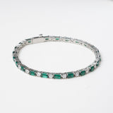 3mm Green & White Tennis Bracelet - White Gold