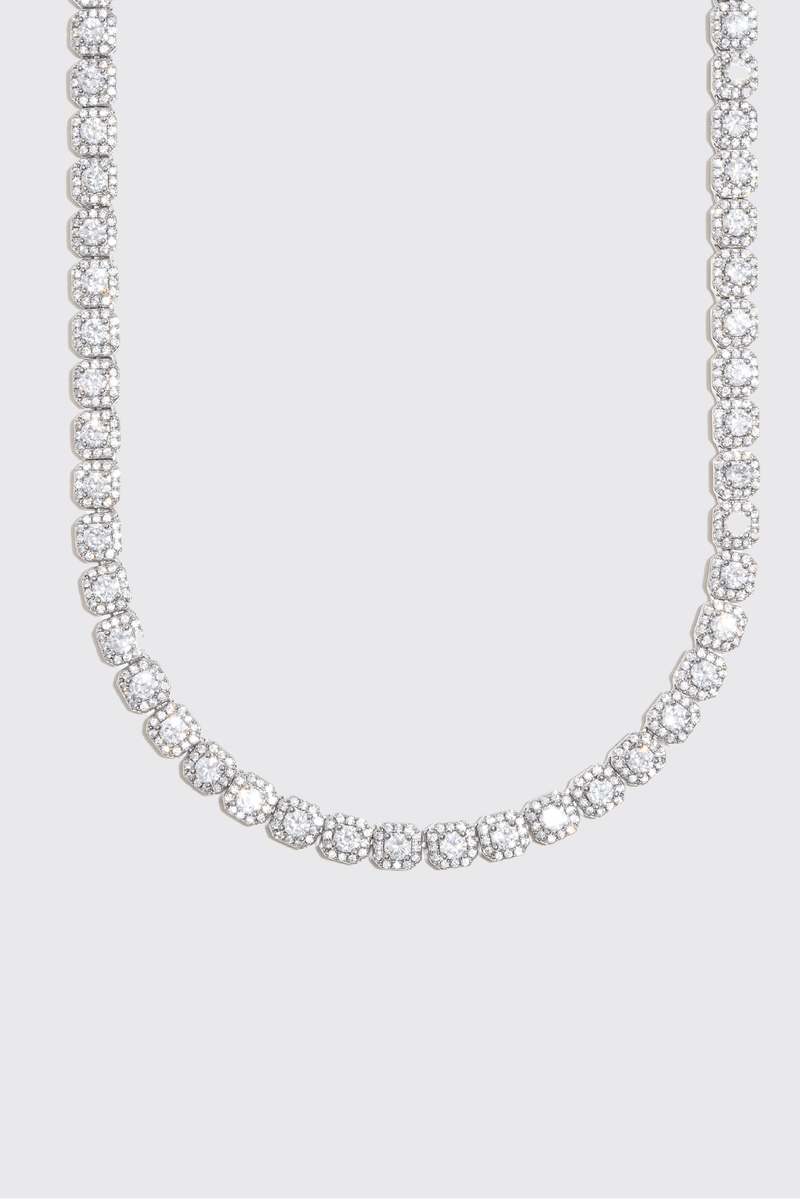 Micro Clustered Tennis Chain - White Gold