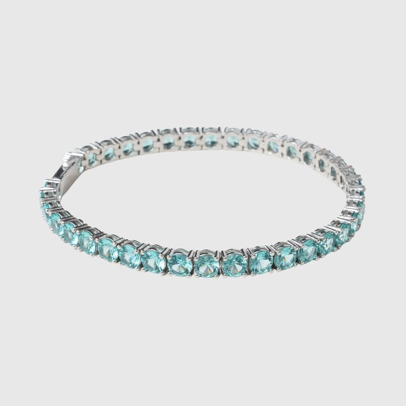 5mm Green Diamond Tennis Bracelet - White Gold