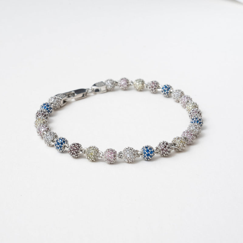 5mm ICED BALL BRACELET - WHITE GOLD