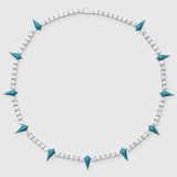 5mm BLUE PAVE SPIKE TENNIS CHAIN - WHITE GOLD