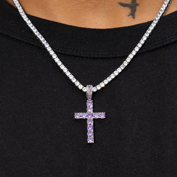 Amethyst Cross Pendant - Purple