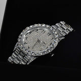Adamans Arabic Dial Diamond Simulant Watch - Silver