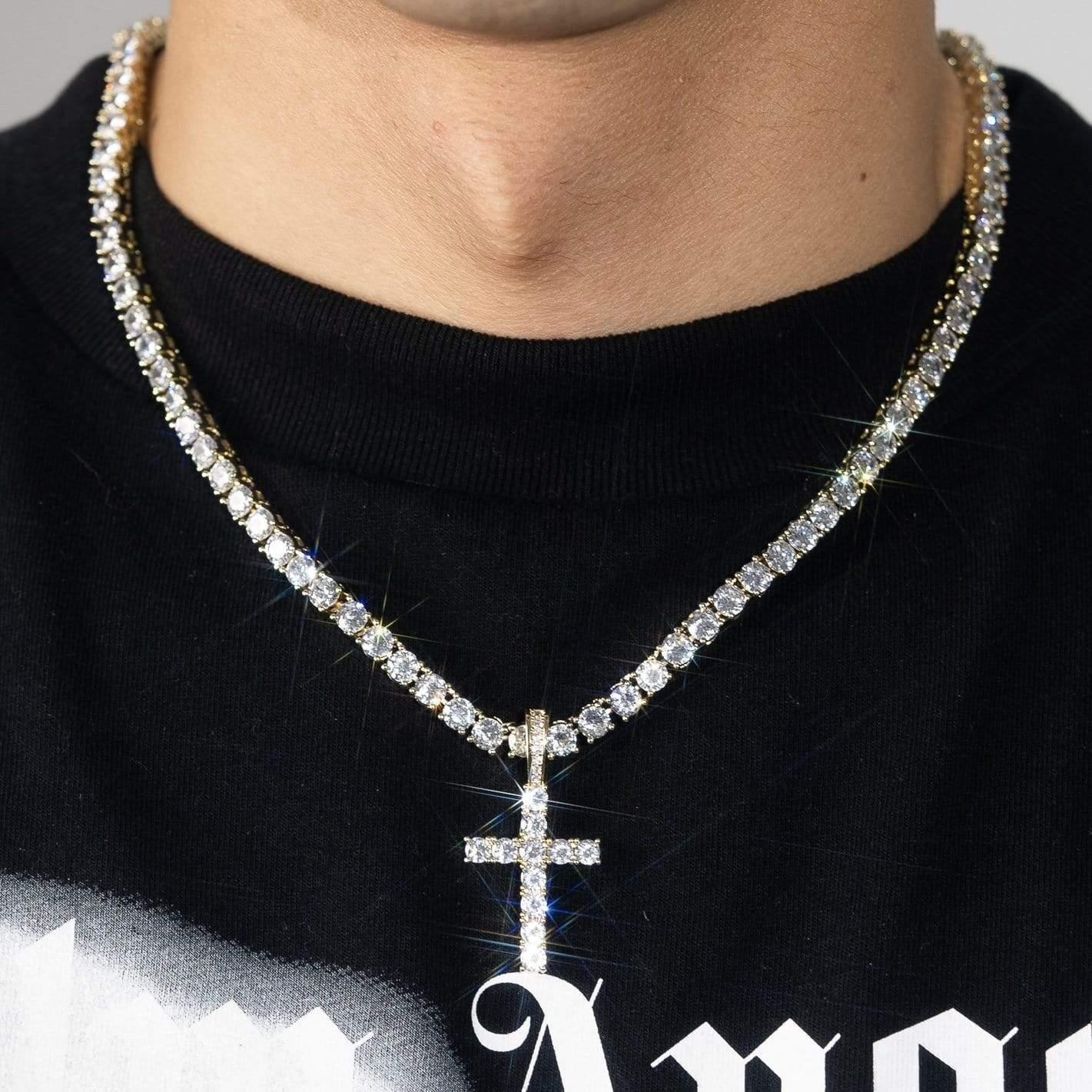 Diamond Cross Pendant - Gold | Adamans