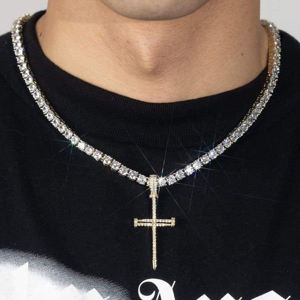 Adamans No Chain Diamond Nail Cross Pendant - Gold