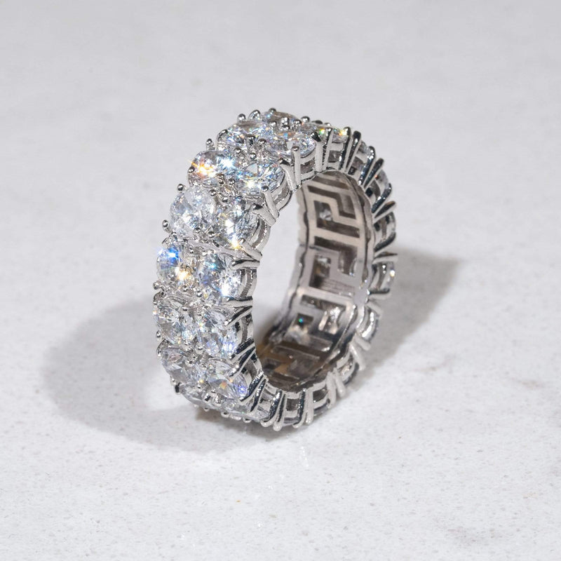 Double Row Diamond Ring - White Gold | Adamans
