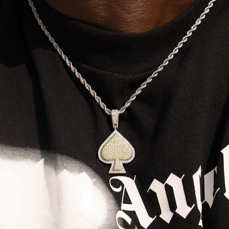 Iced Ace Pendant - White Gold - Adamans