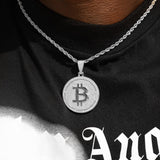 Iced Bitcoin Pendant - White Gold - Adamans