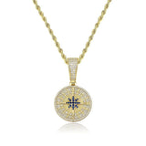 Adamans No Chain Iced Compass Pendant - Gold