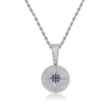 Adamans No Chain Iced Compass Pendant - White Gold