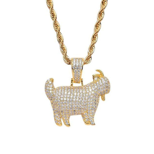 Adamans No Chain Iced Goat Pendant - Gold