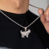 Adamans Iced Goat Pendant - White Gold