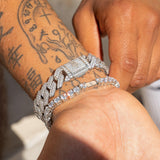 Monaco Link + Tennis Bracelet Bundle - White Gold - Adamans