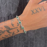 9mm GREEN CENTRE STONE LINK BRACELET - WHITE GOLD