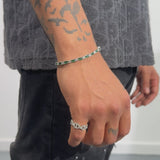 3mm Green & White Tennis Bracelet - White Gold