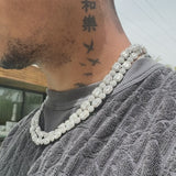 9mm Clustered Tennis Chain - White Gold