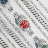 Ruby Numeral Dial Diamond Simulant Watch - Silver - Adamans