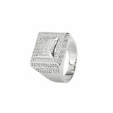 Adamans Square Paved Ring - White Gold